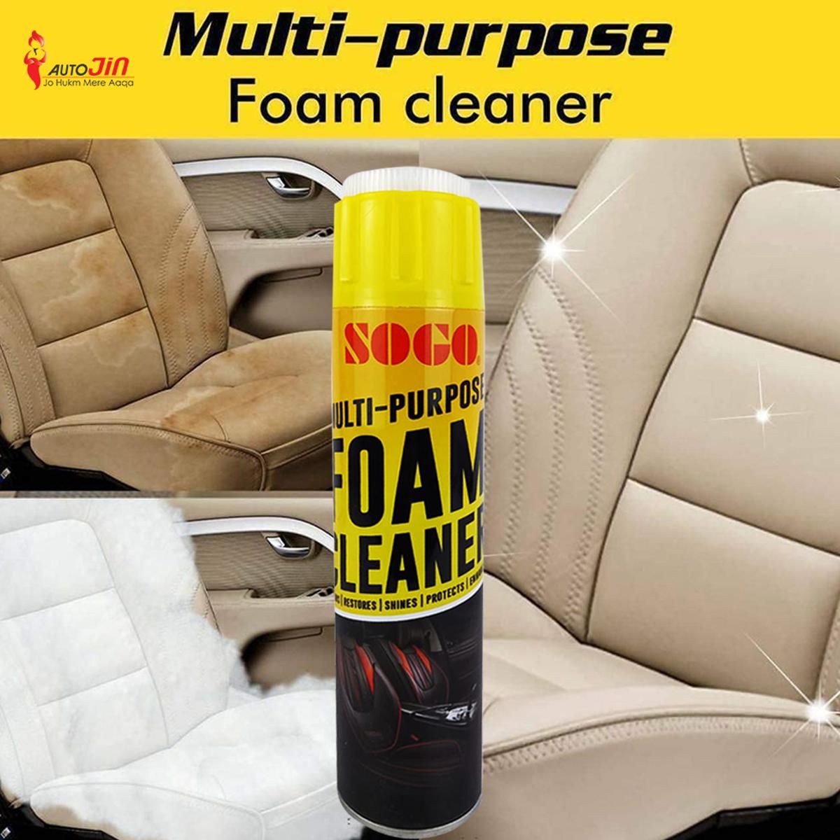 Multi-Purpose Foam Cleaner Spray 650ml | Car Seat, Sofa, Carpet & Fabric Cleaning Foam | Leather & Upholstery Interior Cleaner for Home and Auto Use