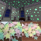 Pack of 100 Glow in the Dark 3D Stars | Luminous Fluorescent Wall Stickers for Kids Room, Bedroom Ceiling & Nursery Decoration