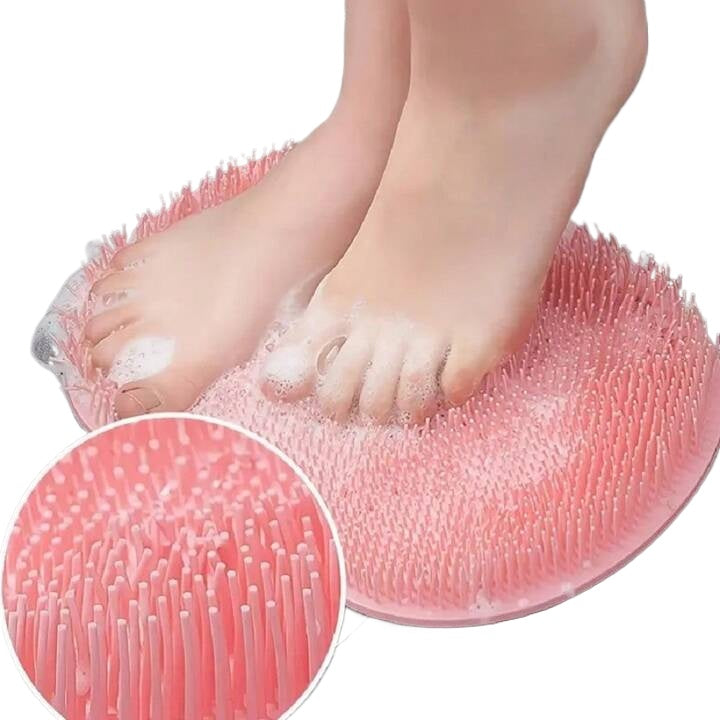 Silicone Shower Foot Scrubber Mat | Wall-Mounted Foot Cleaner with Suction Cups | Non-Slip Exfoliating Massage Mat for Feet & Back Cleaning in Bathroom