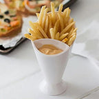 French Fries & Snack Holder with Dipping Cup | Reusable Fries Cone Cup with Sauce Container | Portable Snack Serving Cup for Parties, Kitchen & Table Use