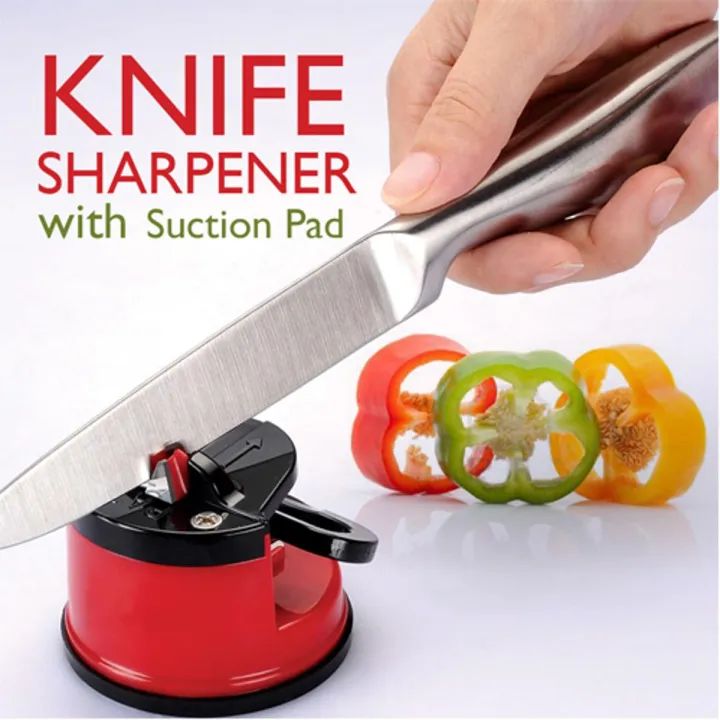 Kitchen Knife Sharpener with Suction Cup | Manual Non-Slip Countertop Knife Sharpening Tool | Household Cutting Tool Sharpener