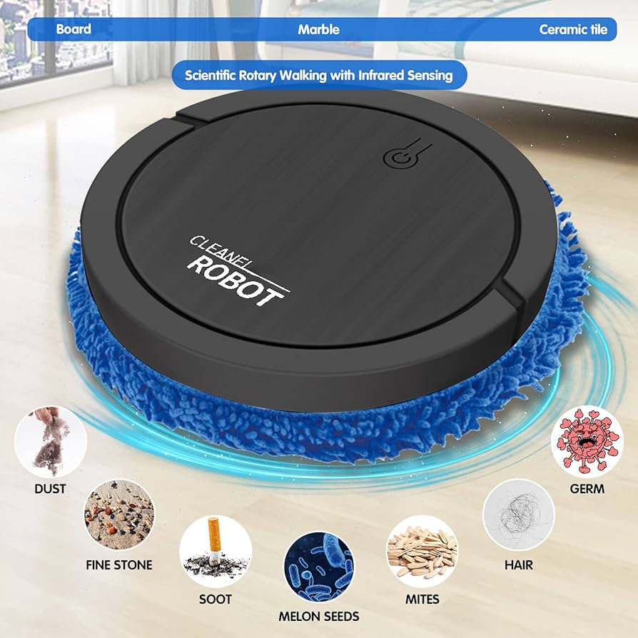 Smart Sweeping Robot | Mini Automatic Vacuum Cleaner | Wireless Floor Cleaning Robot with Suction, Sweeping & Mopping Functions – USB Rechargeable Home Cleaning Machine