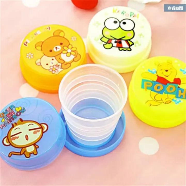 Portable Folding Collapsible Magic Cup | Cartoon Foldable Travel Cup for Kids | Pocket-Size Reusable Plastic Drinking Cup for School, Camping & Outdoor Use (Pack of 1)