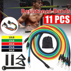 11 PCS Resistance Band Set – Power Exercise Fitness Bands with Elastic Tubes, Handles, Door Anchor & Ankle Straps | Home Gym Workout & Stretch Bands for Men and Women