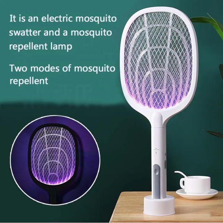 Rechargeable Electric Mosquito Swatter Racket | 2-in-1 Electronic Insect Killer & Fly Zapper | Handheld Bug Zapper with USB Charging | Safe Mosquito Bat for Home, Indoor & Outdoor Use