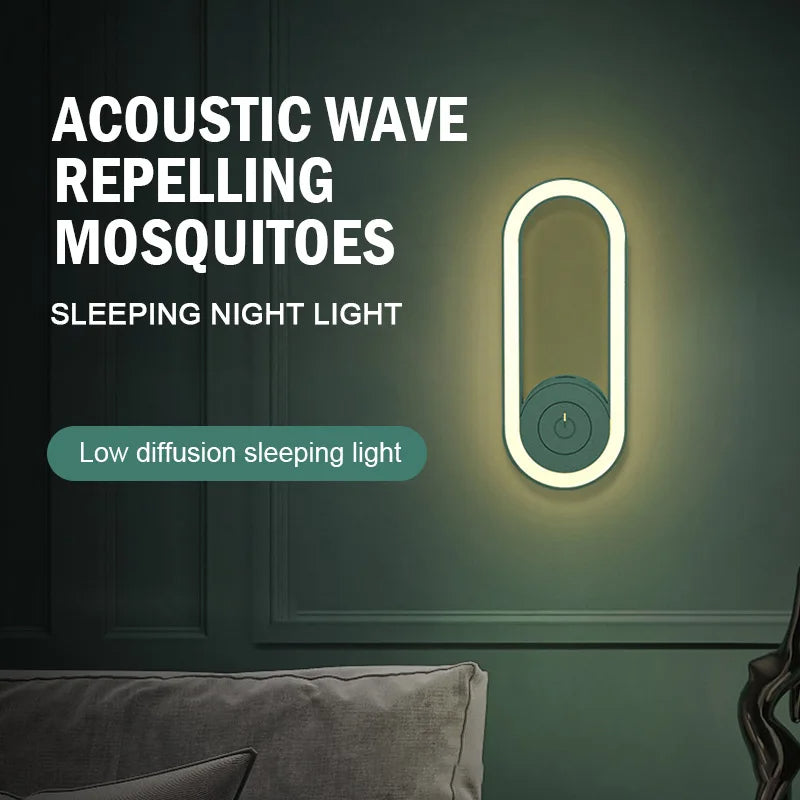 Ultrasonic Mosquito Repellent LED Night Lamp | Electric Indoor & Outdoor Bug Killer Light | Silent Mosquito Catcher Lamp with Soft Eye Protection Glow | USB Insect Trap for Home & Bedroom