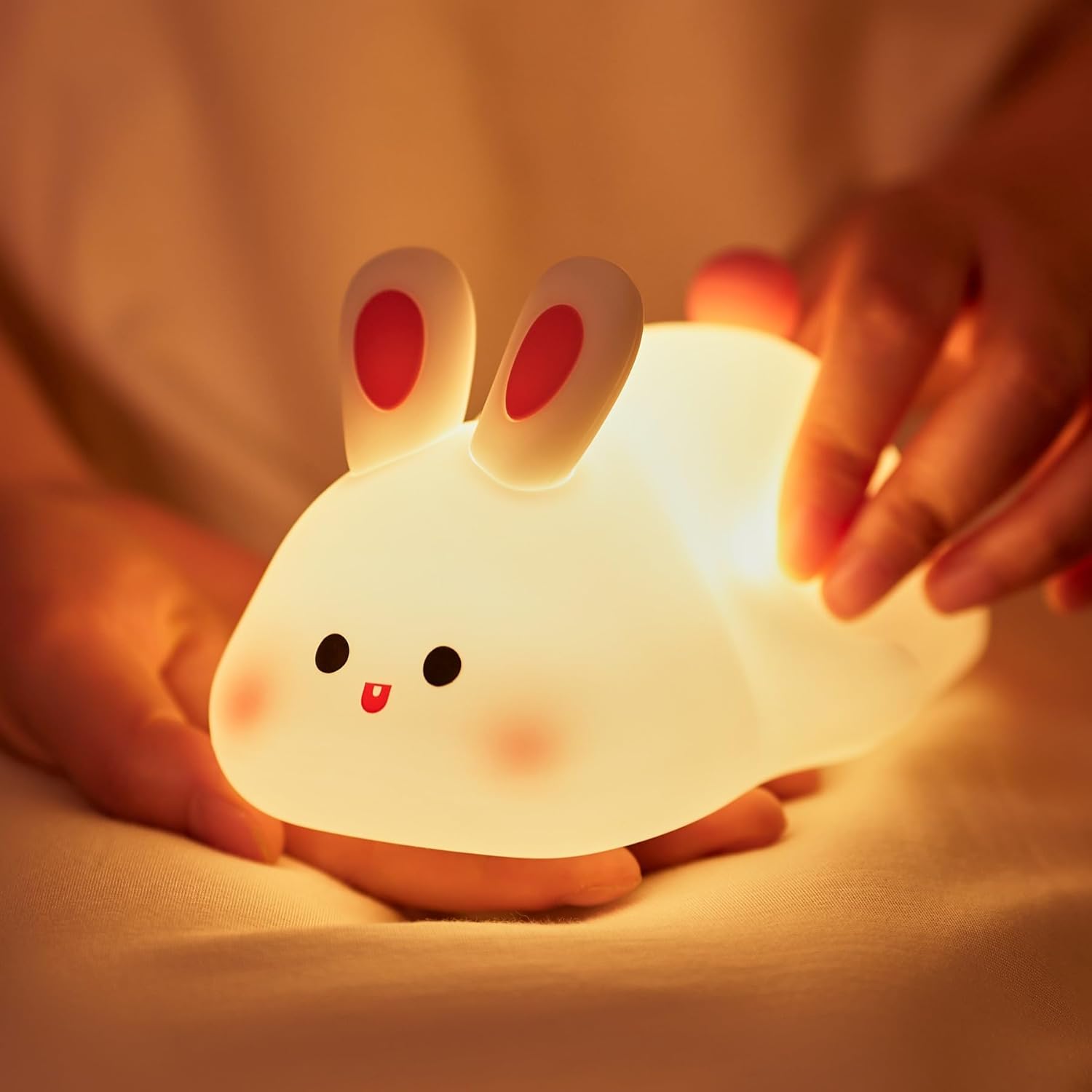 Silicone Bunny Night Light for Kids | Cute Rabbit Touch Sensor Night Lamp | Soft Glow Rechargeable LED Nursery Light