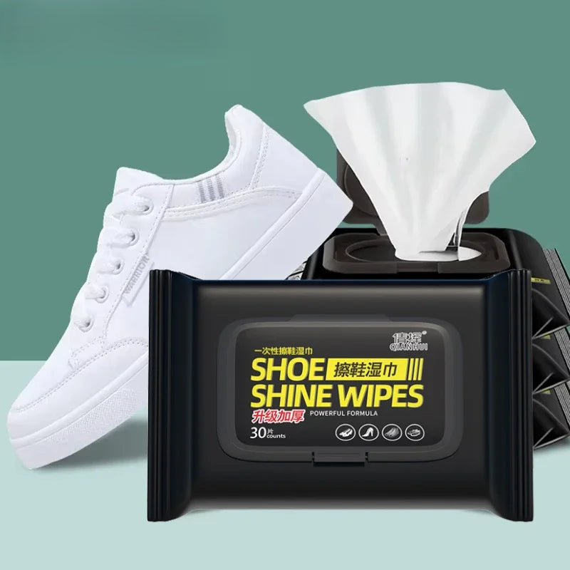 30 Pcs Shoe Cleaning Wet Wipes | Deep Cleaning Disposable Shoe Cleaner Pads | Instant Sneaker & Leather Shoe Wipes for Dirt Removal | Portable Travel Shoe Care Wipes for Men & Women