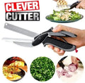 2-in-1 Clever Cutter Kitchen Tool | Multi-Function Scissor Style Cutter & Food Chopper | Stainless Steel Knife and Cutting Board Design for Vegetables, Meat & Salad Prep