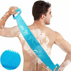 Silicone Back Scrubber for Shower | Long Exfoliating Body Brush with Handles | Soft Silicone Bath Brush & Loofah Belt for Deep Cleaning | Reusable Eco-Friendly Shower Scrubber