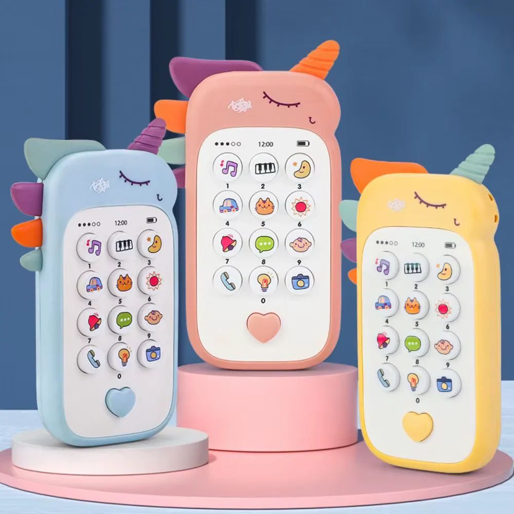Unicorn Baby Silicone Phone Toy | Kids Learning Phone with Music | Soft Touch Pretend Play Phone for Toddlers