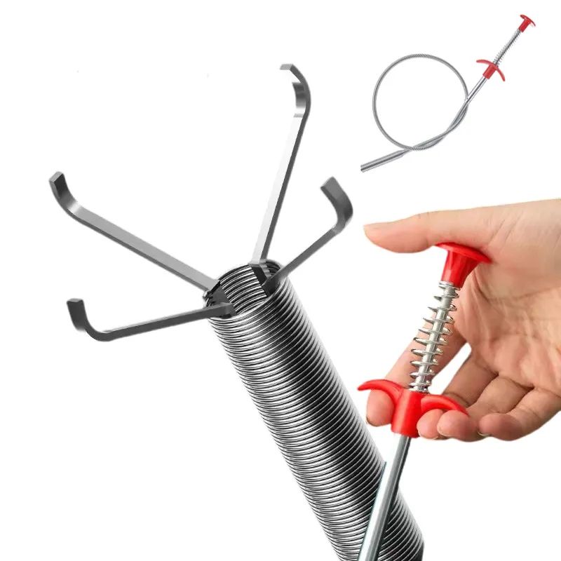 Drain Clog Remover Tool | Drain Cleaner Wire & Snake Stick | Spring Pipe Dredging Tool for Kitchen Sink, Bathroom & Hair Clog Cleaning (60cm)