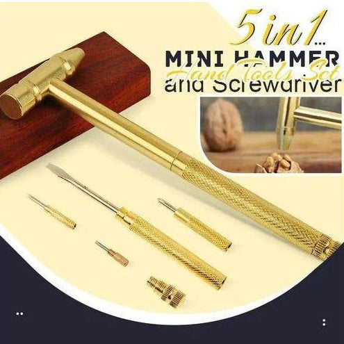 5-in-1 Mini Hammer and Screwdriver Set | Multifunctional Compact Hand Tool Kit for Home, Watch & Jewelry Repair | Portable DIY Repair Tool Set with Small Hammer and Interchangeable Screwdrivers