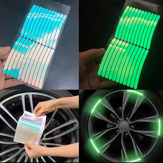 20PCS Car Wheel Rim Reflective Stickers | Luminous Tire Rim Strips for Night Safety | Auto Reflective Decals & Car Rim Protector Tape for Tyres and Motorcycles
