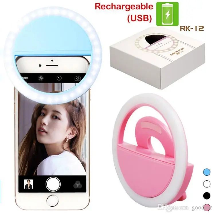 Rechargeable Selfie Ring Light for Mobile | Clip-On LED Ring Light with 36 LEDs | Portable Phone Camera Light for Photos, Videos & TikTok