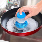 Liquid Soap Dispensing Dishwashing Brush | Self-Dispensing Kitchen Scrub Brush | Pot & Pan Cleaning Brush with Durable Bristles for Sink and Utensils