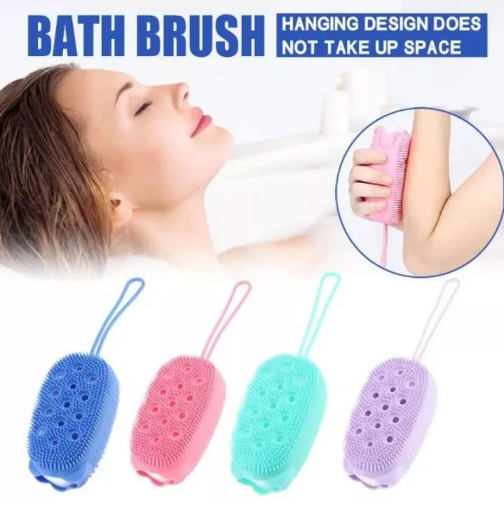 Silicone Body Scrubber Bath Sponge | 2-in-1 Exfoliating Body Brush & Shower Loofah | Soft Silicone Body Cleaning Brush for Women, Men & Kids