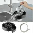 Automatic Cup & Glass Washer for Sink | Kitchen Faucet Glass Rinser Attachment | Quick Rinse Drinkware Cleaning Tool for Bottles, Cups & Glasses | Countertop Sink Accessory for Home & Bar