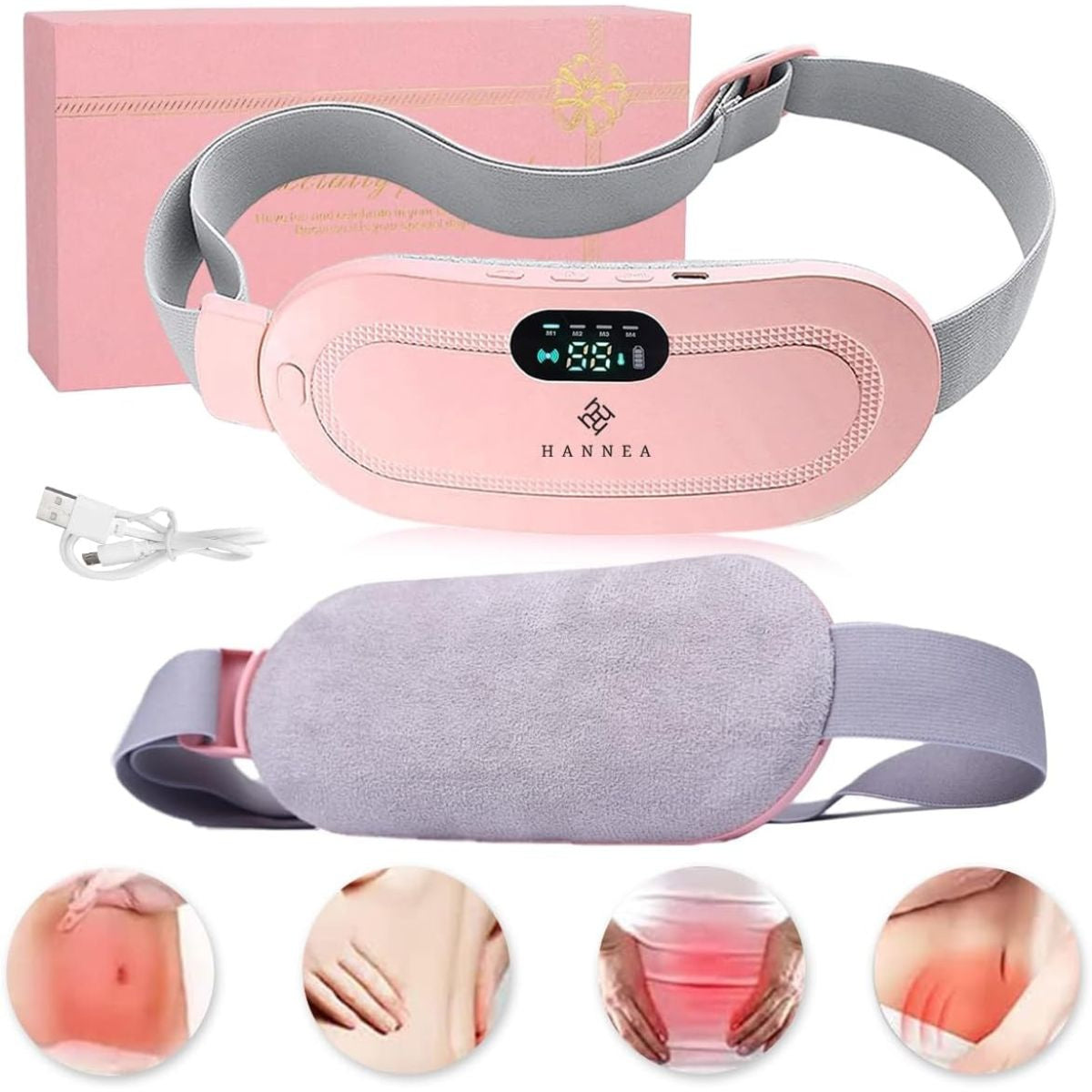 USB Rechargeable Heating Belt for Period Comfort – Electric Waist & Stomach Heating Pad with Adjustable Heat Levels for Girls & Women