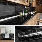 Self Adhesive Black Marble Sheet 60cm x 2m | Waterproof & Heat Resistant Kitchen Countertop Sticker | Peel and Stick Marble Wallpaper for Furniture, Walls & DIY Renovation