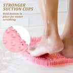 Silicone Shower Foot Scrubber Mat | Wall-Mounted Foot Cleaner with Suction Cups | Non-Slip Exfoliating Massage Mat for Feet & Back Cleaning in Bathroom