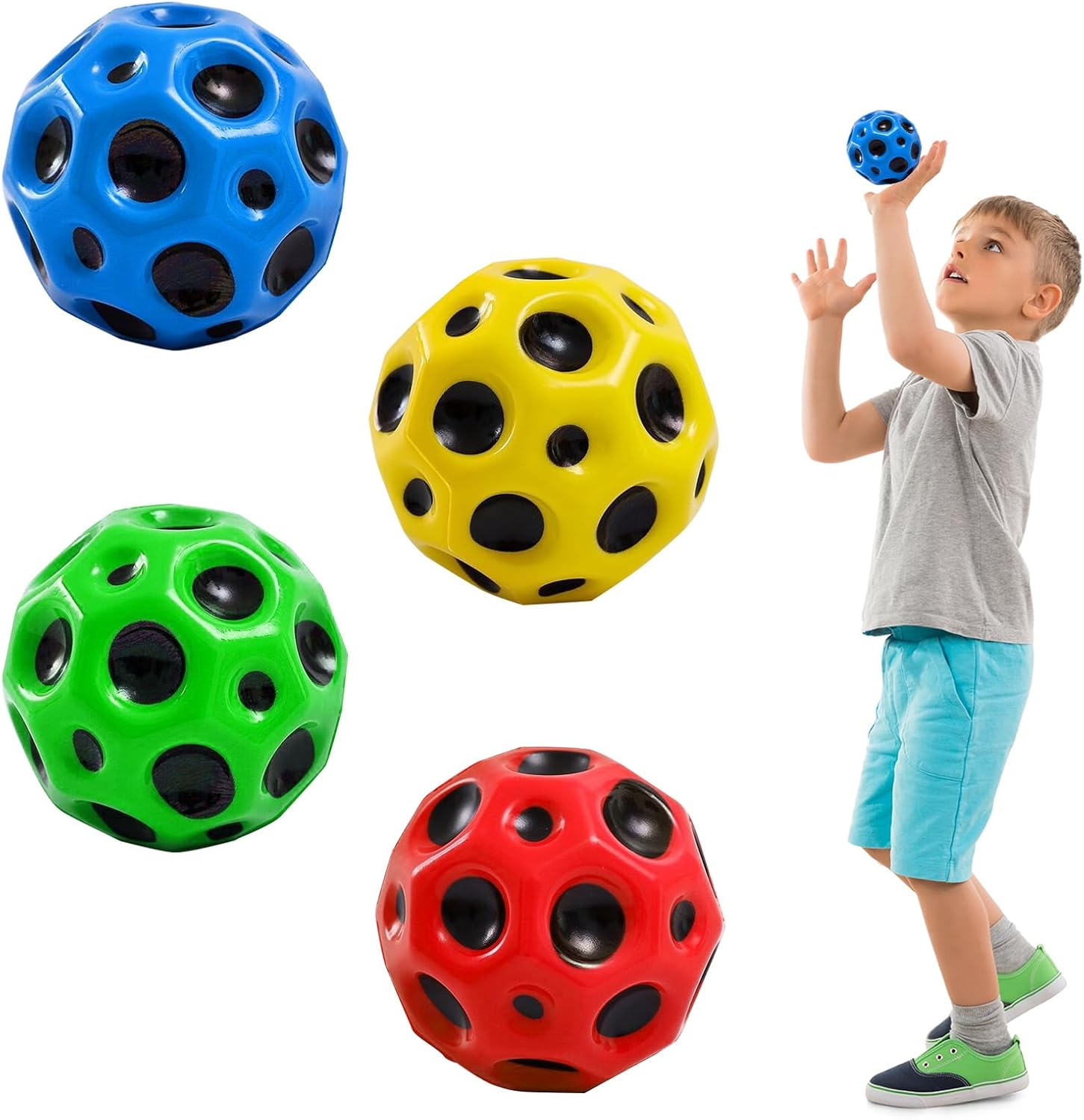 Pack of 1 Moon Ball | High Bounce Rubber Bouncy Ball for Kids & Adults | Fun Indoor Outdoor Toy Ball | Lightweight Stress Relief & Sports Activity Ball – Random Color