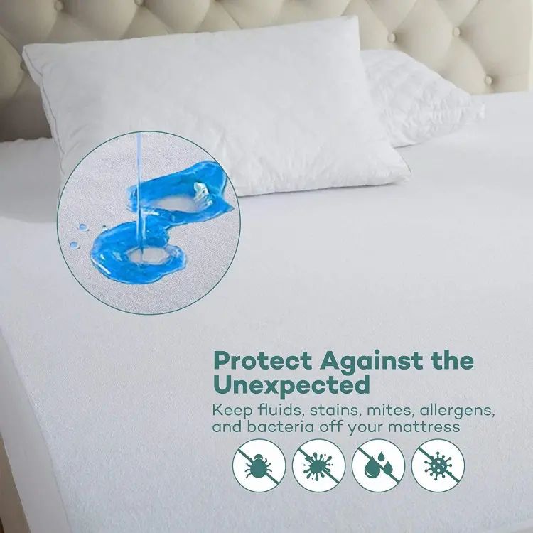 Waterproof Mattress Protector King Size (6 x 6.5 Feet) | Fitted Bed Sheet Style Mattress Cover | Soft Cotton Waterproof Bed Cover for Double Bed | Washable Mattress Protector Against Spills & Dust