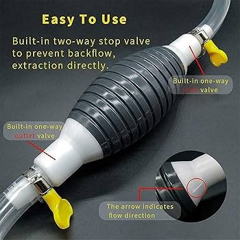 Manual Fuel Transfer Pump Kit | Portable Hand Siphon Pump for Oil, Petrol, Diesel & Water | High-Flow Rubber Bulb Liquid Transfer Hose Pump | Multi-Functional Fluid Extractor Tool