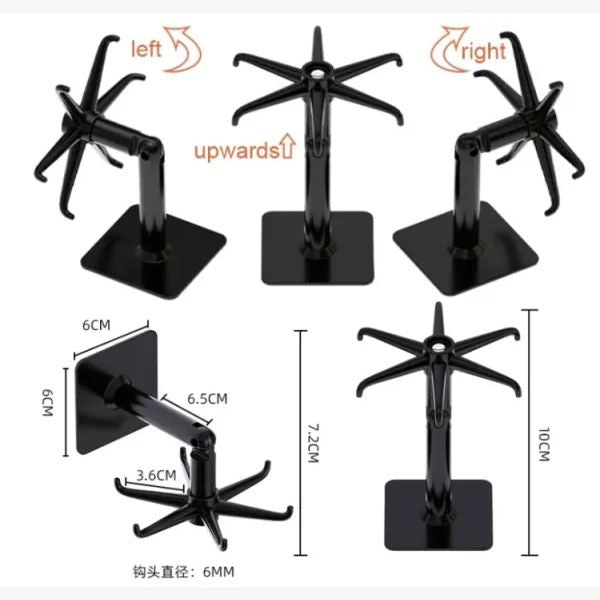 360° Rotating Adhesive Hook Rack | Wall Mounted Kitchen Utensil & Spoon Holder | Punch-Free Multipurpose Hook Stand | Self-Adhesive Space Saving Hanger for Bathroom, Bedroom & Storage Organization