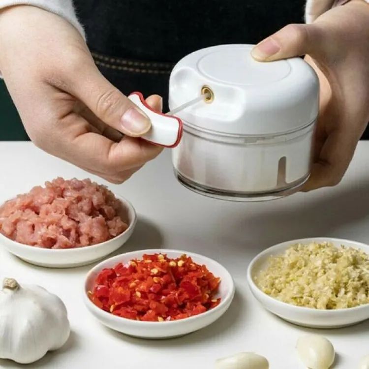 Mini Garlic Chopper | Manual Hand Pull Food Processor for Vegetables, Onion & Meat | Compact Kitchen Chopper & Multi-Purpose Mini Food Cutter