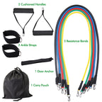 11 PCS Resistance Band Set – Power Exercise Fitness Bands with Elastic Tubes, Handles, Door Anchor & Ankle Straps | Home Gym Workout & Stretch Bands for Men and Women