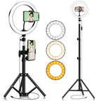 26cm Dimmable LED Ring Light with Mobile Holder | RGB Selfie Ring Light for Makeup, Live Streaming, YouTube & Photography (No Stand Included)
