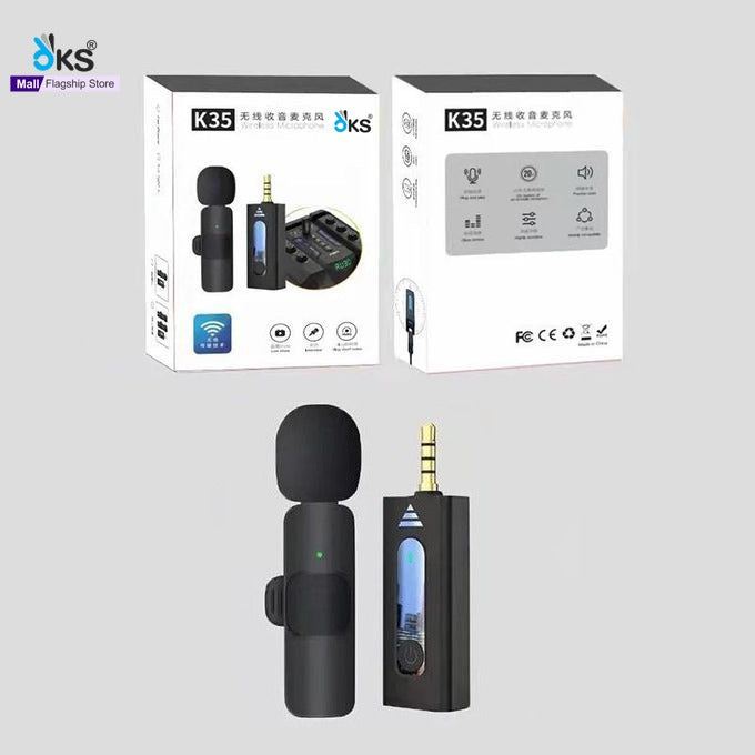 K35 Wireless Microphone with Receiver | Plug & Play Wireless Mic for Android, DSLR, Laptop & Mobile | Universal 3.5mm Wireless Mic for Vlogging, Interview & Podcast