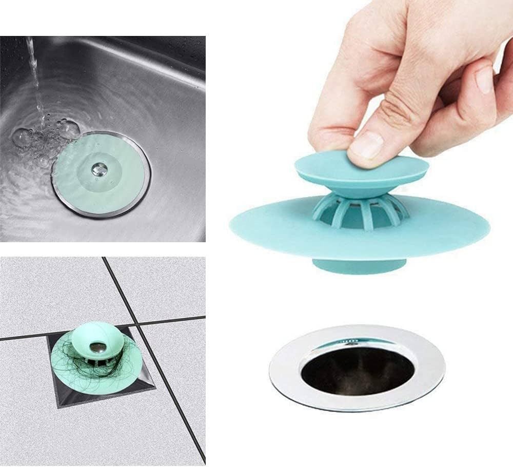 Silicone Sink Drain Strainer & Stopper – Multi-Functional Hair Catcher Drain Cover for Kitchen, Bathroom, Bathtub & Shower | Anti-Clog Silicone Drain Filter