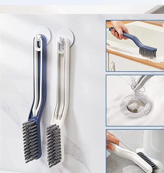 2-in-1 Floor Seam Cleaning Brush with Clip | Multi-Purpose V-Shape Grout Brush | Narrow Gap Cleaning Tool for Kitchen & Bathroom