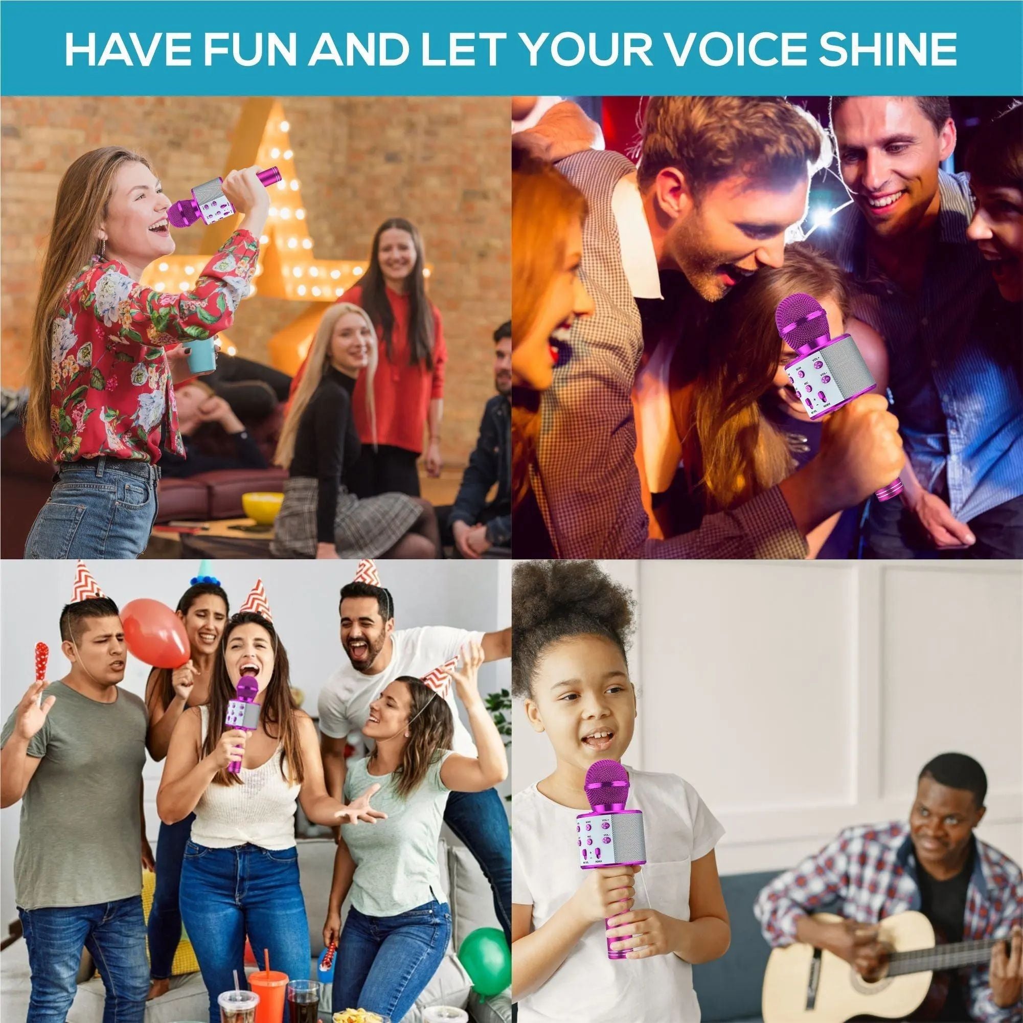 WS-858 Wireless Bluetooth Karaoke Microphone | 3-in-1 Portable Mic, Speaker & Recorder | Rechargeable Handheld Singing Mic for Kids & Adults, Home Parties & Outdoor Fun