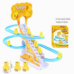 Electric Duck Climbing Track Toy | Stair Climbing Musical Duck Set with Flashing Lights & Slide | Fun Roller Coaster Race Track Toy for Toddlers & Kids