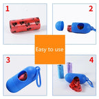 Portable Diaper Bag Dispenser with 2 Rolls – Baby Waste Bag Holder for Travel, Strollers & Diaper Changing | Disposable Bag Dispenser with Rope/Hooks (1 Dispenser + 2 Rolls)