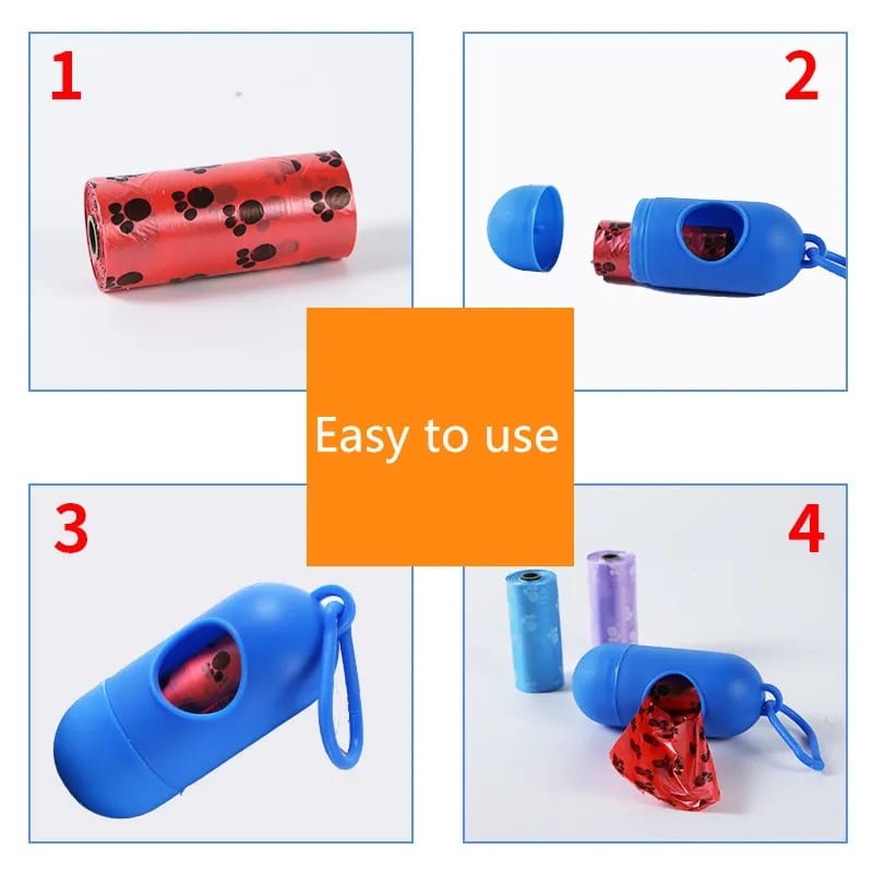 Portable Diaper Bag Dispenser with 2 Rolls – Baby Waste Bag Holder for Travel, Strollers & Diaper Changing | Disposable Bag Dispenser with Rope/Hooks (1 Dispenser + 2 Rolls)