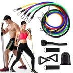 11 PCS Resistance Band Set – Power Exercise Fitness Bands with Elastic Tubes, Handles, Door Anchor & Ankle Straps | Home Gym Workout & Stretch Bands for Men and Women