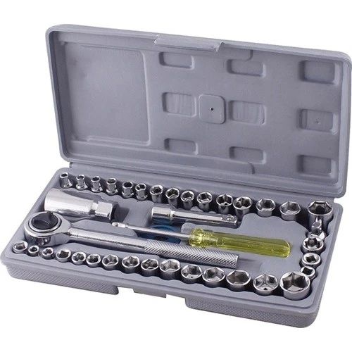 40-Piece Socket Wrench Tool Kit | Combination Ratchet & Screwdriver Bit Set | Portable Hand Tool Set for Car, Bike, and Home Repair | Universal DIY Mechanic Tool Kit with Carry Case