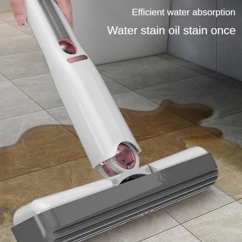 Mini Portable Cleaning Mop | Hand-Free Squeeze Sponge Mop with Absorbent Head | Compact Wet & Dry Mop for Kitchen, Bathroom, Table, Car & Glass | Multi-Purpose Household Cleaning Tool