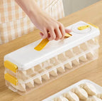 3-Layer Dumpling Storage Box | Stackable Freezer Organizer Container with Lid | Plastic Kitchen Food Keeper for Frozen Dumplings, Momos & Snacks