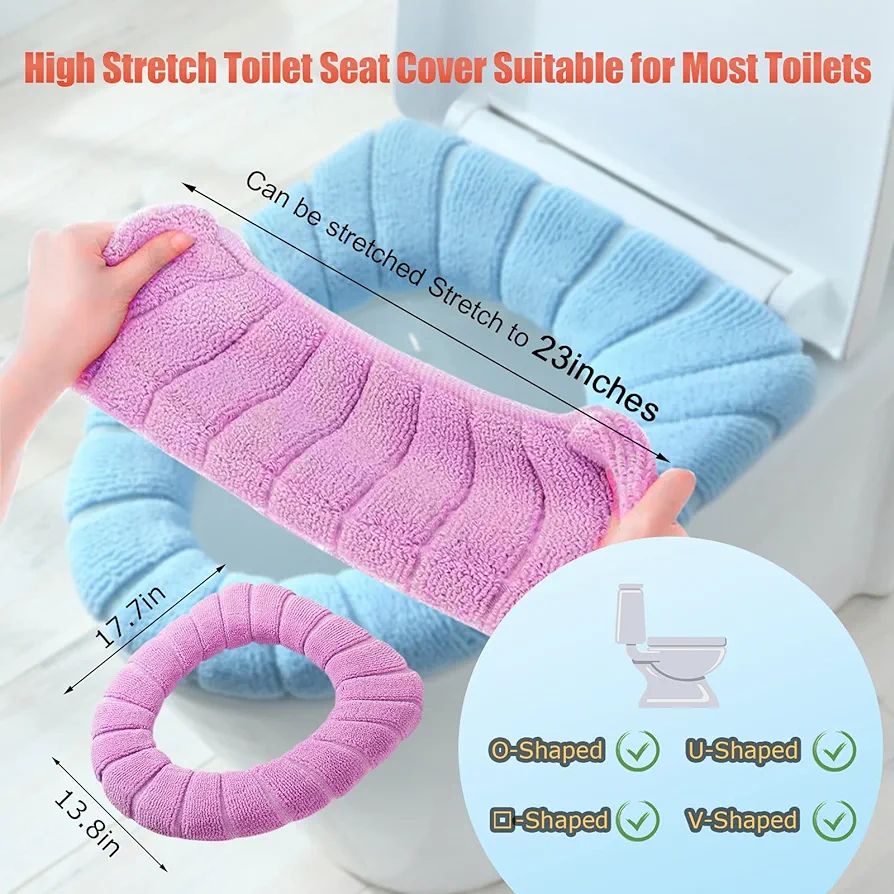 Soft Toilet Seat Cushion Cover | Warm Washable Bathroom Toilet Mat Pad | Reusable Plush Toilet Seat Protector | Universal Fit Toilet Lid Cover for Comfort and Hygiene