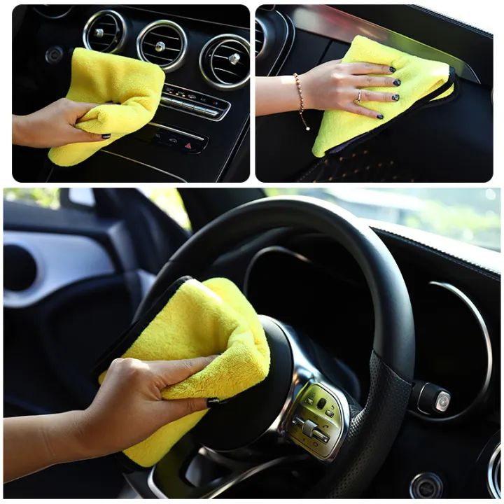 Super Absorbent Microfiber Cleaning Towel | High-Density Coral Velvet Car Wash Cloth | Reusable Lint-Free Double-Sided Cleaning Towel for Home, Kitchen, Glass & Appliances