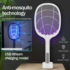 Rechargeable Electric Mosquito Swatter Racket | 2-in-1 Electronic Insect Killer & Fly Zapper | Handheld Bug Zapper with USB Charging | Safe Mosquito Bat for Home, Indoor & Outdoor Use