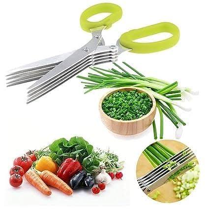5-Layer Stainless Steel Vegetable Scissors | Multi-Blade Herb Cutter & Kitchen Chopping Tool | Multi-Layer Salad Scissors for Herbs & Vegetables