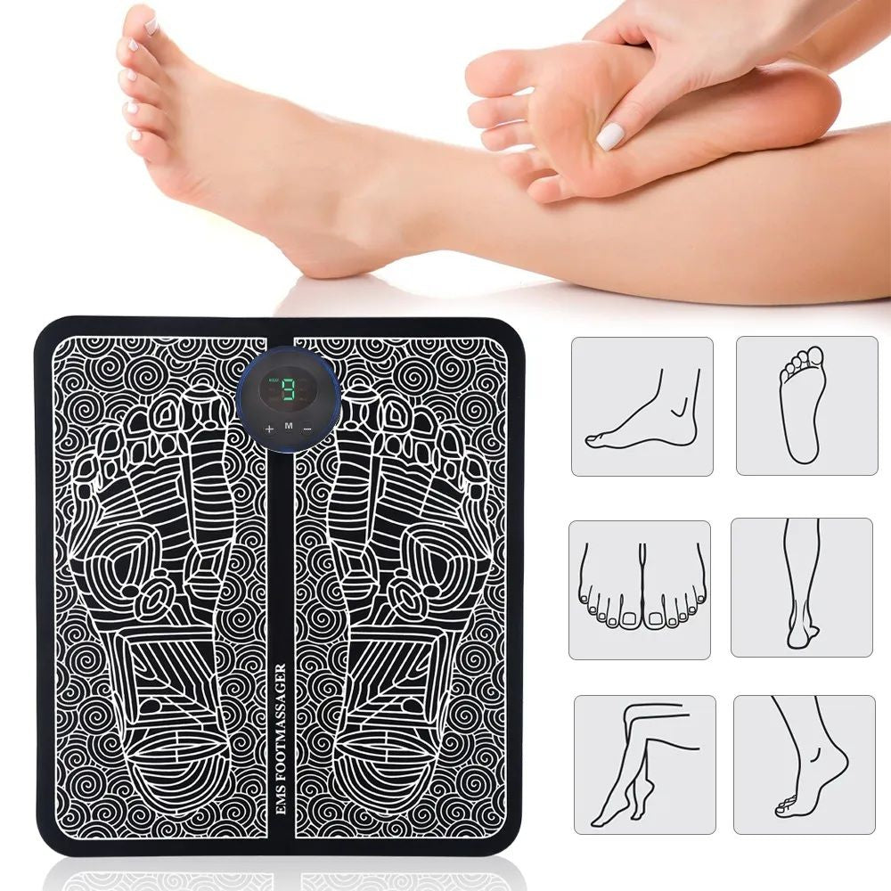 EMS Foot Massager Mat – Electric Foot Stimulation Pad with Multiple Modes | Rechargeable, Portable Foot Relaxation Mat for Home & Office Use