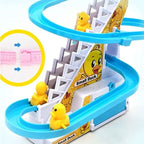 Electric Duck Climbing Track Toy | Stair Climbing Musical Duck Set with Flashing Lights & Slide | Fun Roller Coaster Race Track Toy for Toddlers & Kids