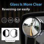 2 Pcs Car Blind Spot Mirror | 360° Adjustable Round Convex Rear View Mirror | Wide-Angle Stick-On Side Mirror Lens | Universal Anti-Collision Safety Mirror Accessory for Cars & SUVs